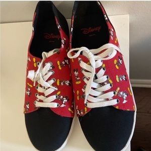 Disney Mickey Mouse Red & Black Canvas Lace-Up Casual Sneakers Size 11